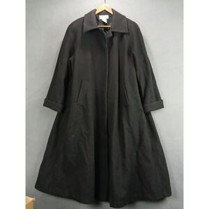 Silhouettes Overcoat Womens XL Black Wool Lined Pleated Comfort Thermal Outdoor